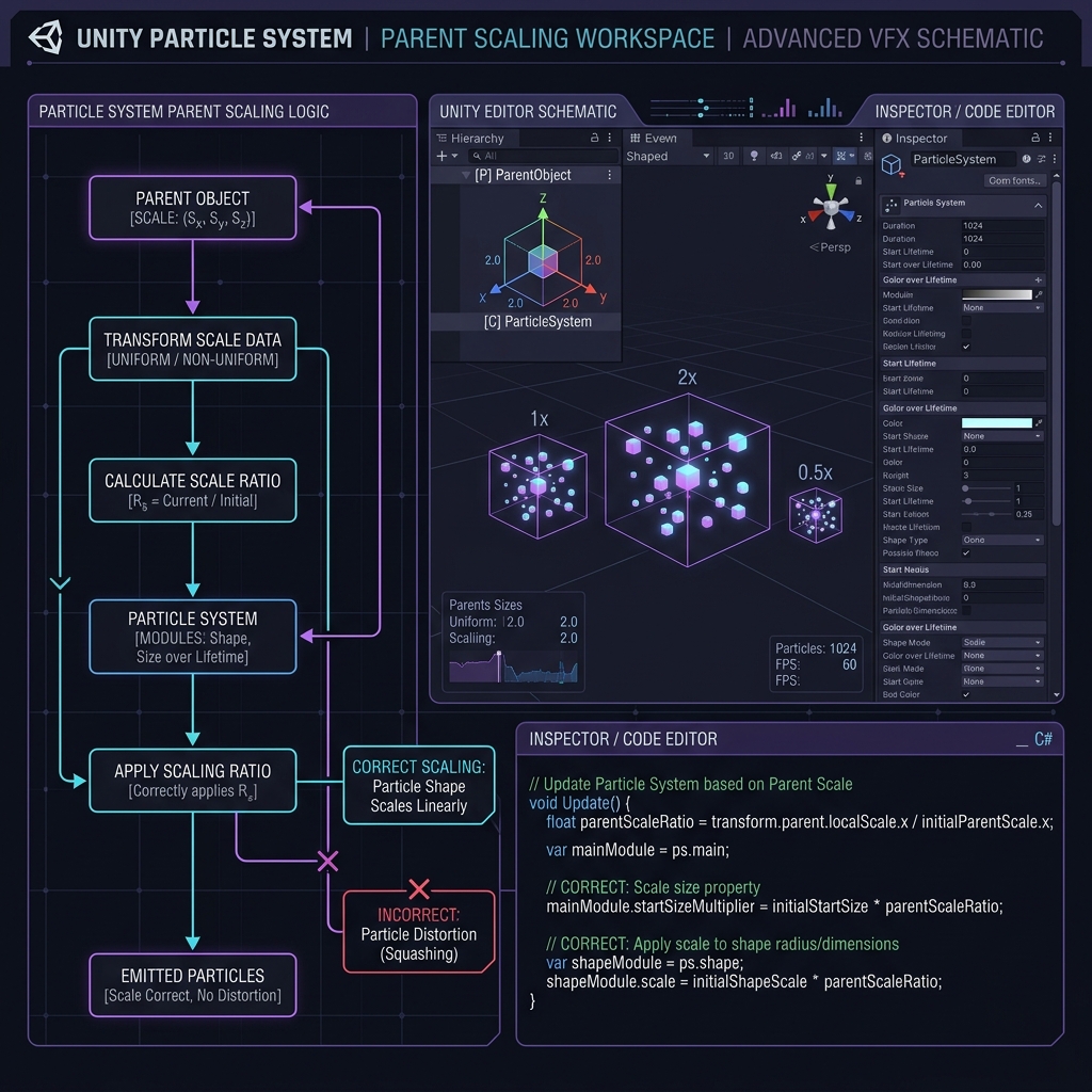 UnityでParticle Systemのスケールが親オブジェクトの拡大縮小に追従しない問題の対策