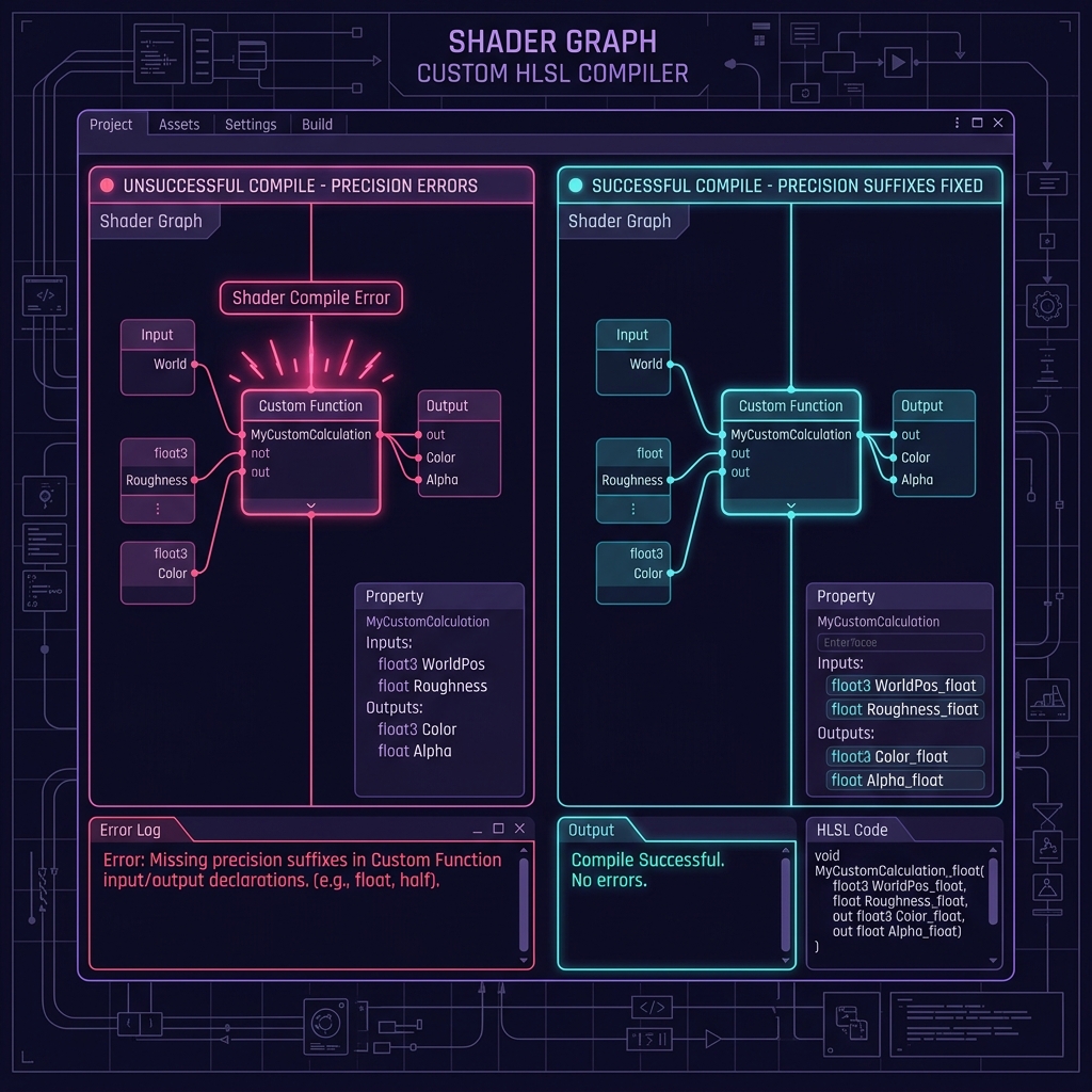 Shader GraphのCustom FunctionノードでHLSLコードがコンパイルエラーになる原因と記述法