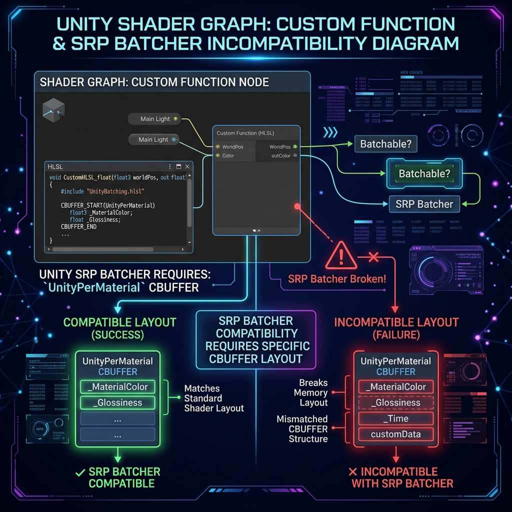 Shader Graphのカスタム関数内でのCBUFFER宣言破綻とSRP Batcher不適合バグの解消