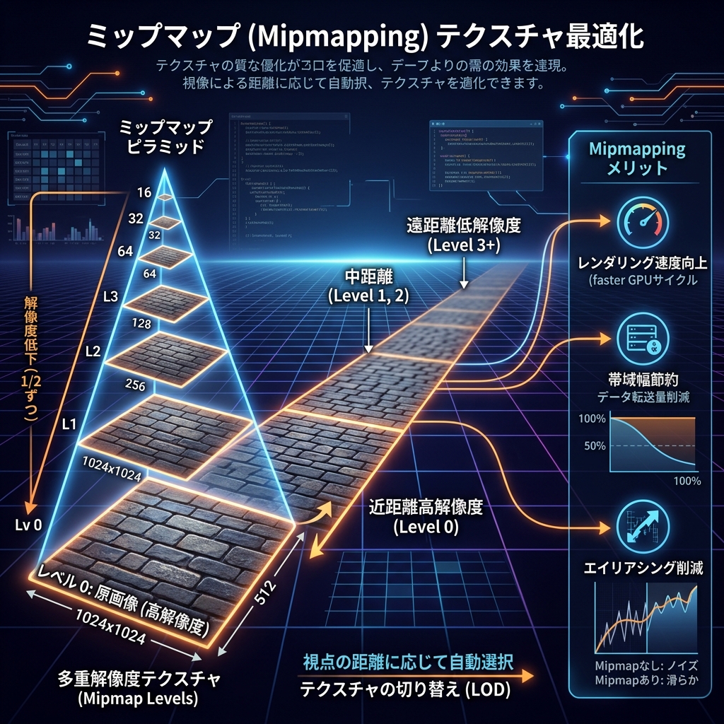 Unity Texture Mipmap level generation diagram