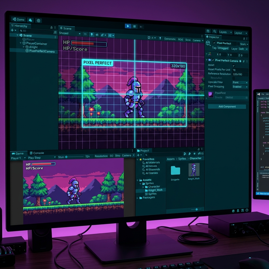 Unity 2Dでカメラ移動時にスプライトの輪郭がガタつく（ジッター）・ドット絵が歪むバグの根本原因とPixel Perfect Cameraを用いた解決手順