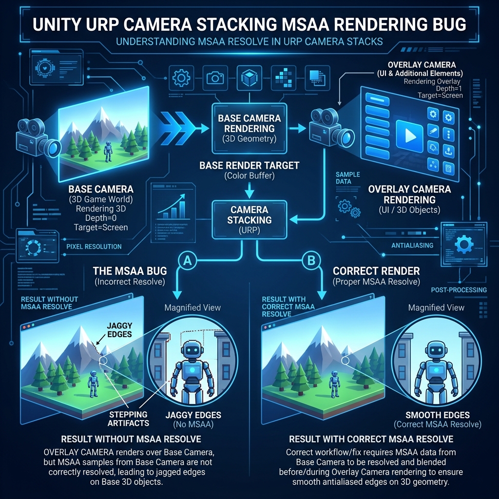 URPカメラスタッキング時のサブカメラアンチエイリアス（MSAA）無効化と描画バグ対策